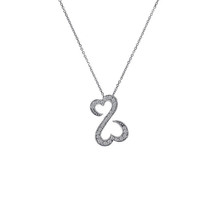 0.25 Ct. Tw. Round Cut Diamond Open Hearts Pendant In 14K White Gold Necklace - £291.34 GBP