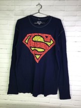 DC Comics Superman Logo Thermal Knit Long Sleeve Shirt Blue Red Men&#39;s Size M - $27.99