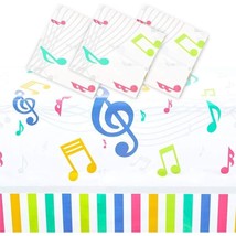 3 Pack Music Note Plastic Tablecloths For Birthday Party (54 X 108 In) - £17.62 GBP