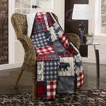 Donna Sharp Timber Quilted Throw Bear Buffalo Check Lodge Rustic 50&quot; x 60&quot; New - £23.50 GBP