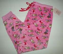 Goodnight Kiss Women&#39;s Christmas Minky Minky Sleep Pajama Joggers Pink C... - £21.34 GBP