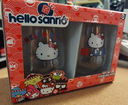 NEW Sanrio Hello Kitty Collectible Set of  2 Stemless Wine Glasses 12 oz. Cups - £19.88 GBP