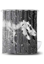 T-Rex Skeleton Raindrops Shower Curtain on Black Backdrop 72 x 72 in (a) S25 - £95.18 GBP