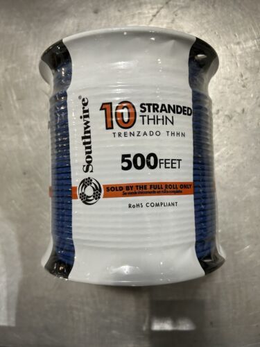 Two ~ Blue Stranded THNN #10 AWG ~ 500’ each (1000’) Southwire Electrica... - $292.94