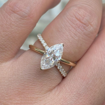 Marquise Moissanite Unique Solitaire Ring 925 Silver Moissanite Engagement Ring  - $443.00