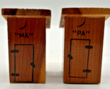 Vintage Retro Salt and Pepper Shakers Ma &amp; Pa Wooden Outhouse U260/49 - $14.99