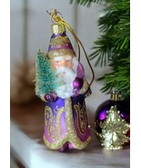 Kurt Adler KSA Noble Gems Purple Glass Santa Ornament Christmas Bottle Tree - $12.34