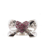 14 K white gold heart gemstone pink sapphire and diamond ring - €677,37 EUR+