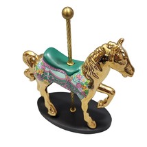 Franklin Mint Green Carousel Horse 24K Gold Plate Majestic Menagerie Fig... - $24.95