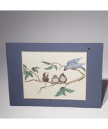VTG 1980&#39;s House Mouse Print Blue Matted 5x7 Ellen Jareckie Blue Bird On... - £7.77 GBP