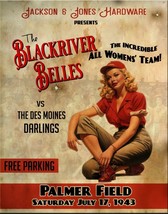 Blackriver Belles Womans League WW2 Retro Baseball Sports Wall Metal Tin Sign - £17.11 GBP