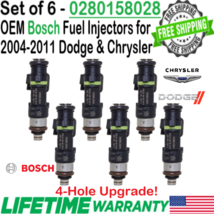 Genuine x6 Bosch 4-Hole Upgrade Fuel Injectors for 2004-2011 Dodge &amp; Chrysler V6 - £96.17 GBP