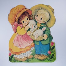 Vintage Easter Die Cut Boy Girl Bunny Rabbit Decoration Spring Ephemera - £7.07 GBP