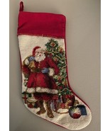 2 Vtg Imperial Elegance Christmas Stockings Embroidered Santa Gifts Ange... - £38.20 GBP