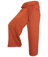 FISA19 mud brown Fisherman Pants Fisher Wrap Thai Yoga pants trousers Sport - £13.53 GBP