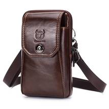 BULLCAPTAIN Leather Men Waist Packs Phone Pouch Mini Shoulder Bag - $39.98