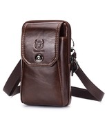 BULLCAPTAIN Leather Men Waist Packs Phone Pouch Mini Shoulder Bag - $39.98