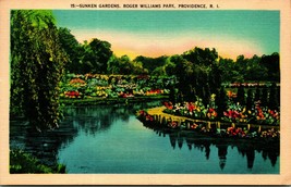 Sunken Garden Roger Williams Park Providence RI Linen Postcard A4 - £2.51 GBP