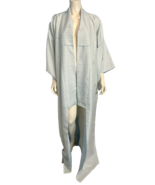 NWT Japanese Kimono Aqua and White Triangle Print Full Length One Size - $110.24 CAD