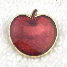 Red Apple Pin Brooch Gold Tone Enamel Vintage Teacher Education - $10.00