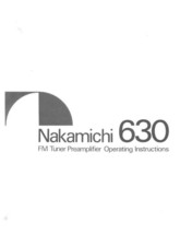 Nakamichi 630 Tuner Owners Instruction Manual - £16.70 GBP