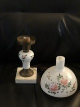 Floral Lamp w/Floral Lampshade + Granite Base - £35.33 GBP