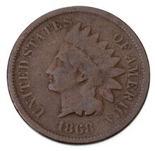 1868 1C Indian Cent in Good Condition, All Brown Color, Full Strong Rims - $74.20