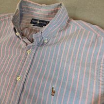 Ralph Lauren Striped Button Down Shirt Men’s 17-35 Purple Pink Cotton - $42.24 CAD