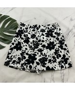 Russ Womens Vintage Y2k Skort Size 14 White Black Floral High Rise Cotton - $35.19 CAD