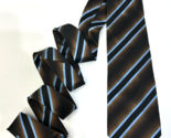 SIENA COLLEZIONE VTG Mens Silk Necktie Diagonal Striped Bronze Blue Blac... - $14.80