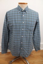 J Crew Factory L Blue Check Slim Oxford Long Sleeve Button Shirt Cotton C4283 - £14.77 GBP