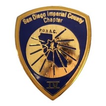  San Diego Imperial County Chapter IV P.O.R.A.C Blue &amp; Gold Tone 1980s Lapel Pin - £7.43 GBP