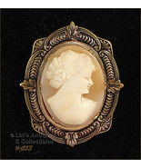 Vintage Carved Shell Cameo Pin Brooch (#J553) - £39.31 GBP