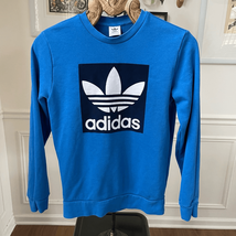 Adidas Blue Texture Trefoil Crew Neck Sweatshirt XS - $334.80 MXN