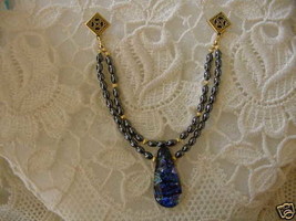 (v556) Blue dichroic hematite Beads GEM bead Necklace JEWELRY - £14.10 GBP