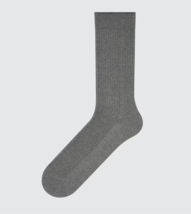 Uniqlo Odor Fighting Ribbed Mens Sock Full length 03 Gray One Size Fits Most NWT - £7.24 GBP