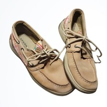 Sperry Topsiders Beige and Pink Plaid Leather Flats Loafer Shoes Size 6M - £19.74 GBP