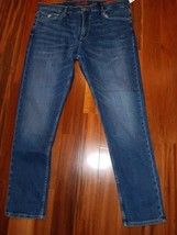 GUESS LOS ANGELES MENS ATHLETIC TAPER DARK DEVINE BLUE DENIM JEANS 38X32... - $33.65