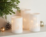 Set of 3 Illuminated Woodland Deer Pillars by Valerie in Frost - $193.99