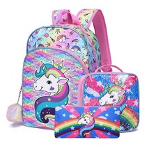 3pcs/set Cute Cartoon Mermaid School Bags For Girls Student Backpack Children Sc - £53.47 GBP