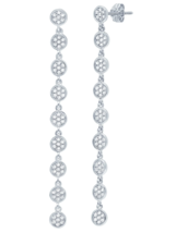 Authentic Crislu Pave Circles Linear Earrings in Platinum - £142.28 GBP