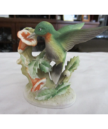 Lefton China Bisque Hummingbird Figurine KW464 Flowers Hand Painted - £19.71 GBP