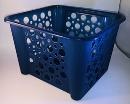 Stackable Blue Color Storage Bin Open Plastic Basket/Crate 12.75x11.75x8.75”NEW - £9.39 GBP