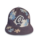 Atlanta Braves Hat Men 7 1/4 Blue Puzzle New Era Fitted Wool VTG Y2K Rar... - $468.45 MXN