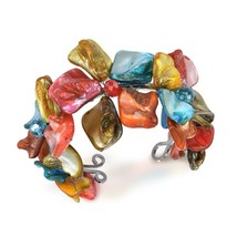 Pretty Handmade Mix Color Mother of Pearl Cuff - £17.35 GBP