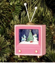 2022 Target Wondershop Pink Retro TV Television Christmas Tree Ornament New Wood - £9.52 GBP