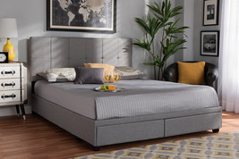 Genevieve Light Gray Fabric Upholstered 2-Drawer Queen Size Platform Sto... - $11,449.65 MXN