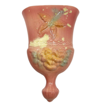 Hull Art Pottery Pink Sunglow Whisk Broom Wall Pocket USA Pansy Butterfly READ - £11.21 GBP