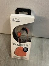 NEW Ecko Unltd Stereo Headphones In-Line Microphone Orange Glows in the ... - £6.30 GBP