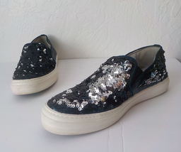 Nine West Obliaviator Blue Sequin Slip Sneackers Comfort Shoes Women size 10 M - £19.78 GBP